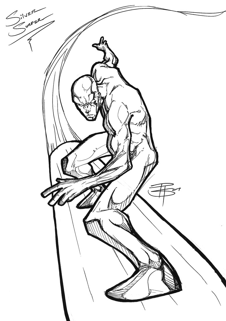 775x1100 Silver Surfer Gel Pen Drawing By Fooray