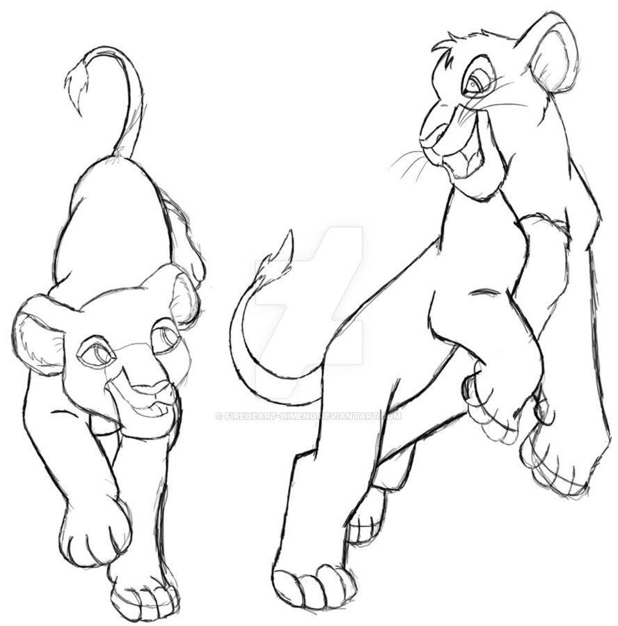 888x899 Simba And Nala Line Art By Brandihumphries