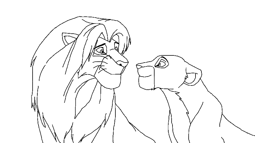 853x480 Simba And Nala Lineart By Cindyrex