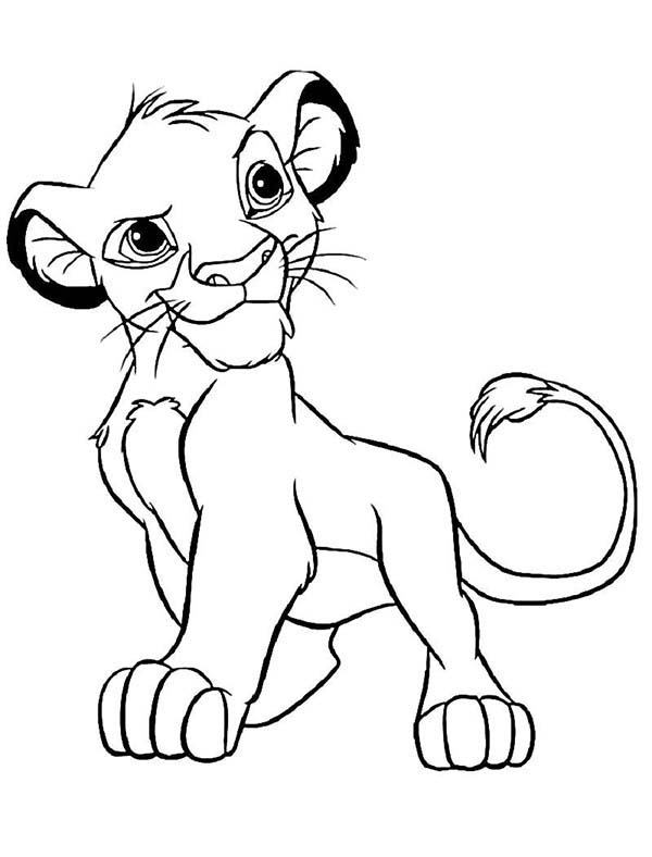 600x788 Simba Standing Coloring Page