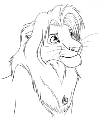 331x386 Simba No Ref Headshot Lineart By Artistmaz