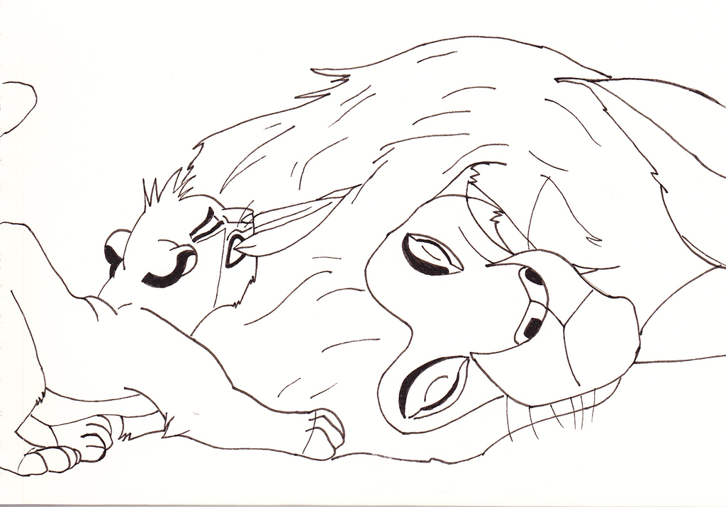 1024x716 Simba And Mufasa Sketchline