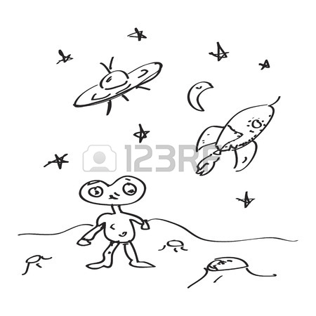 450x450 Hand Drawn Cartoon Style Spaceship Design Royalty Free Cliparts
