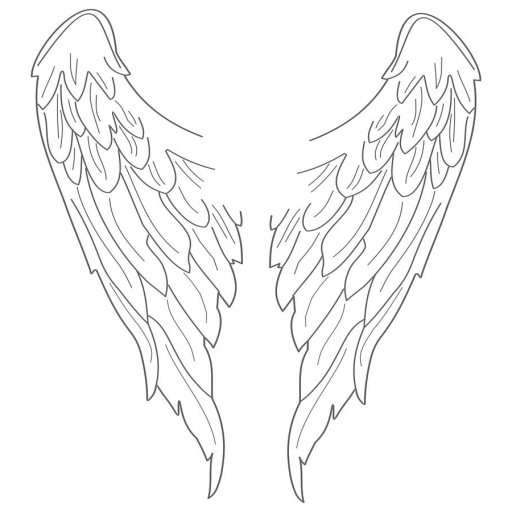 1024x1024 Simple Angel Wings Drawing
