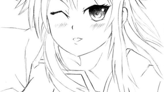 570x320 Simple Anime Girl Drawing The Sketch For Girl Simple Anime Girl