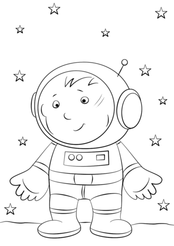340x480 Boy Astronaut On The Moon Coloring Page Free Printable Coloring
