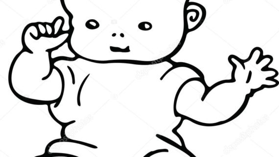 570x320 Simple Drawing Of Baby Simple Line Drawing Of A Cute Baby Stock