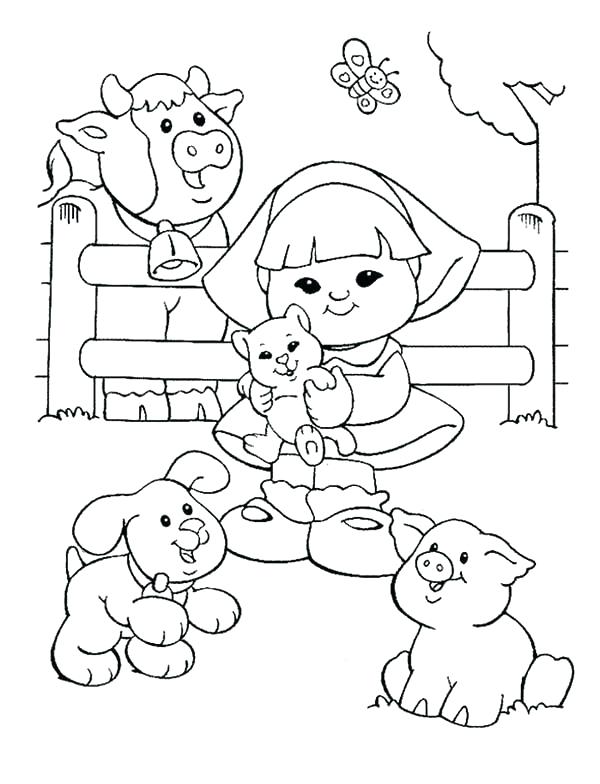 600x784 Simple Barn Coloring Pages Print Little People With Animals Littl