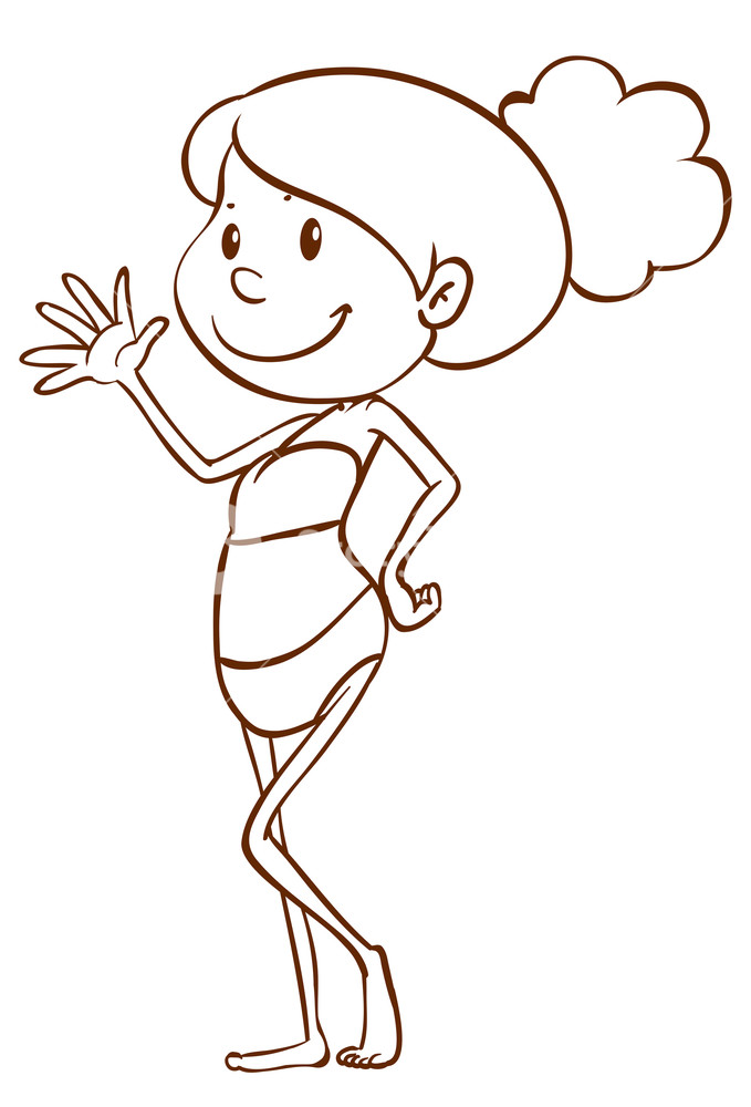 679x1000 Illustration Of Simple Sketch Of Woman Going To The Beach On