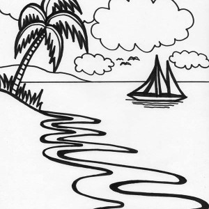 300x300 Simple Drawing Beach Castle Coloring Page Simple Drawing