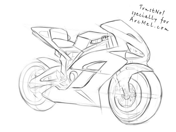 600x450 How To Draw A Motorbike Step By Step