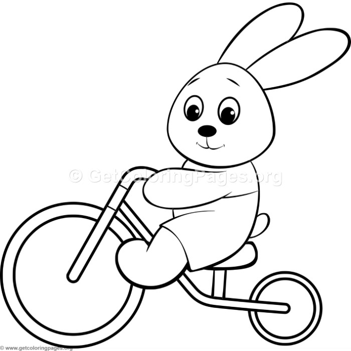 700x700 Simple Cute Cartoon Rabbit On Bicycle Coloring Pages