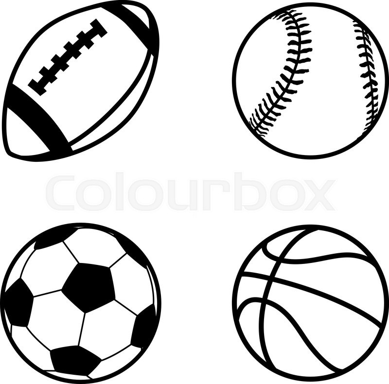 800x790 Set Of Four Simple Black Icons Of Balls For Rugby, Soccer
