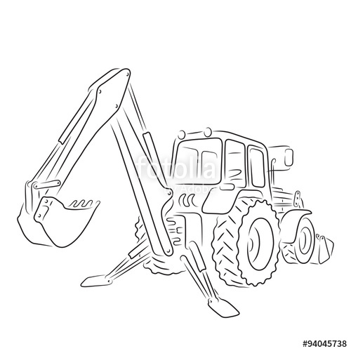 500x500 Outline Of Bulldozer, Vector Illustration Stock Image And Royalty