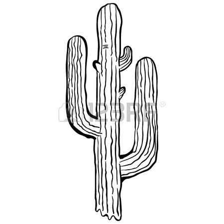 450x450 Simple Black And White Cactus Cartoon Royalty Free Cliparts