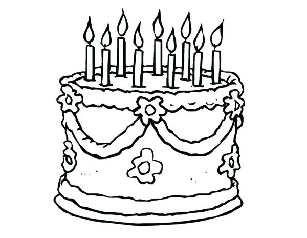 600x464 Simple Birthday Cake Coloring Pages Printable Of With Candles