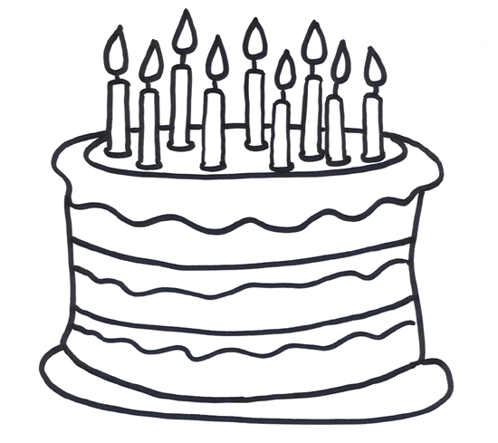 550x489 Birthday Cakes Simple Birthday Cake Coloring Page