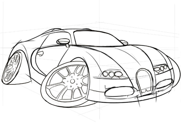 600x419 How To Draw, Ink And Colour A Cartoon Car In Adobe Photoshop