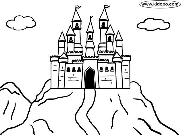 630x470 Mountain Big Castle Coloring Page