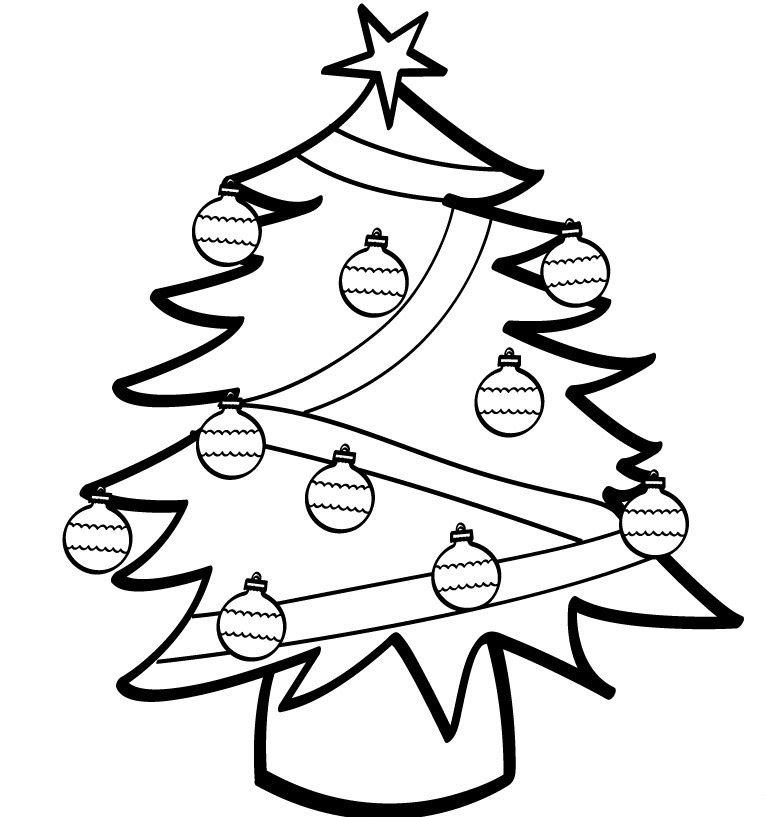 766x817 Simple Christmas Tree Coloring Pages Christmas Coloring Pages
