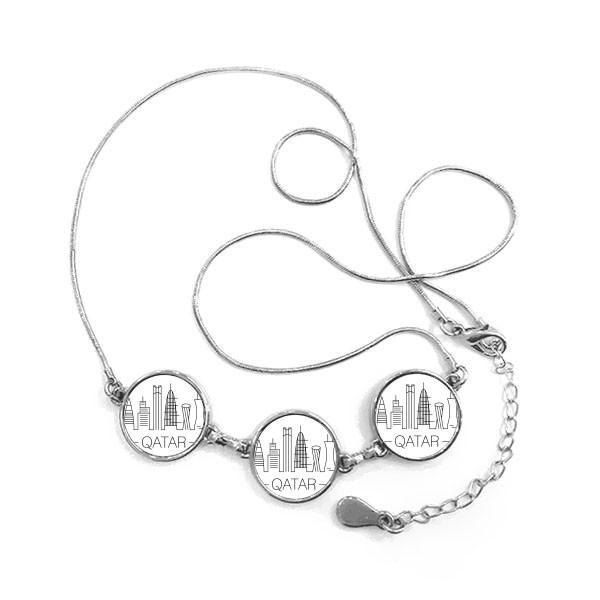 600x600 Simple Line Drawing Hand Painted City Qatar Landmark Round Shape