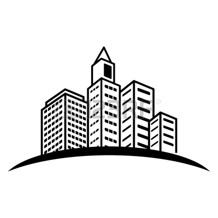 450x450 City Building Icon Image Simple Black Line Vector Illustration
