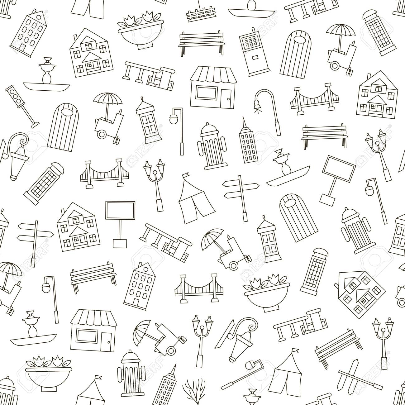 1300x1300 City Elements Icons Simple Style Royalty Free Cliparts, Vectors