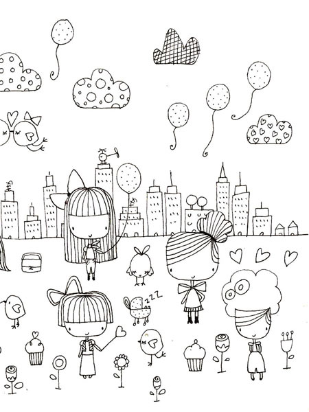 450x600 Littlegirlsinthecity 3 Cute Illustrations Doodles
