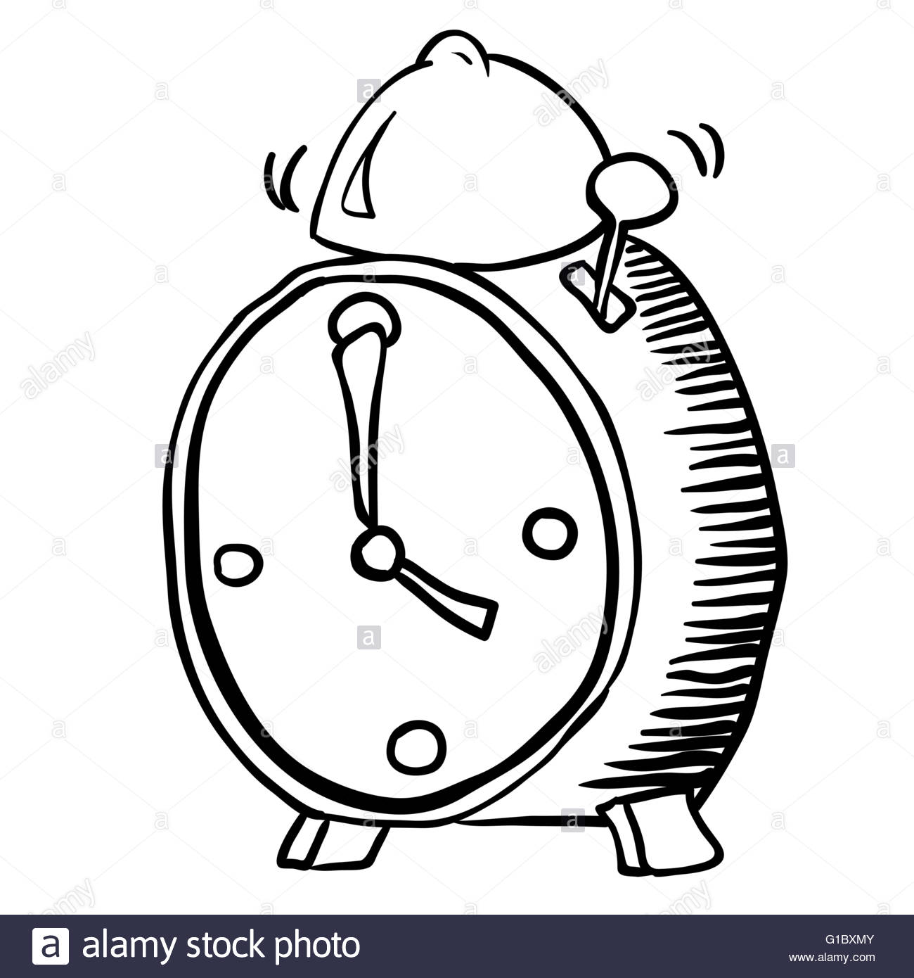 1300x1390 Simple Black And White Alarm Clock Cartoon Stock Vector Art