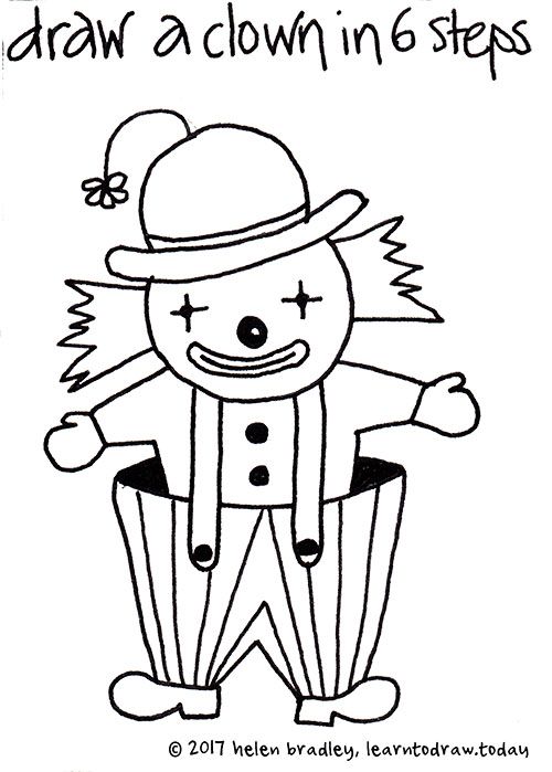 500x699 How To Draw A Cute Clown In Six Steps Learn To Draw Butterfly