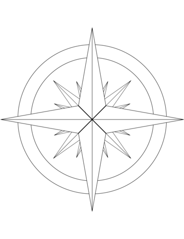 371x480 16 Point Compass Rose Coloring Page Free Printable Coloring Pages