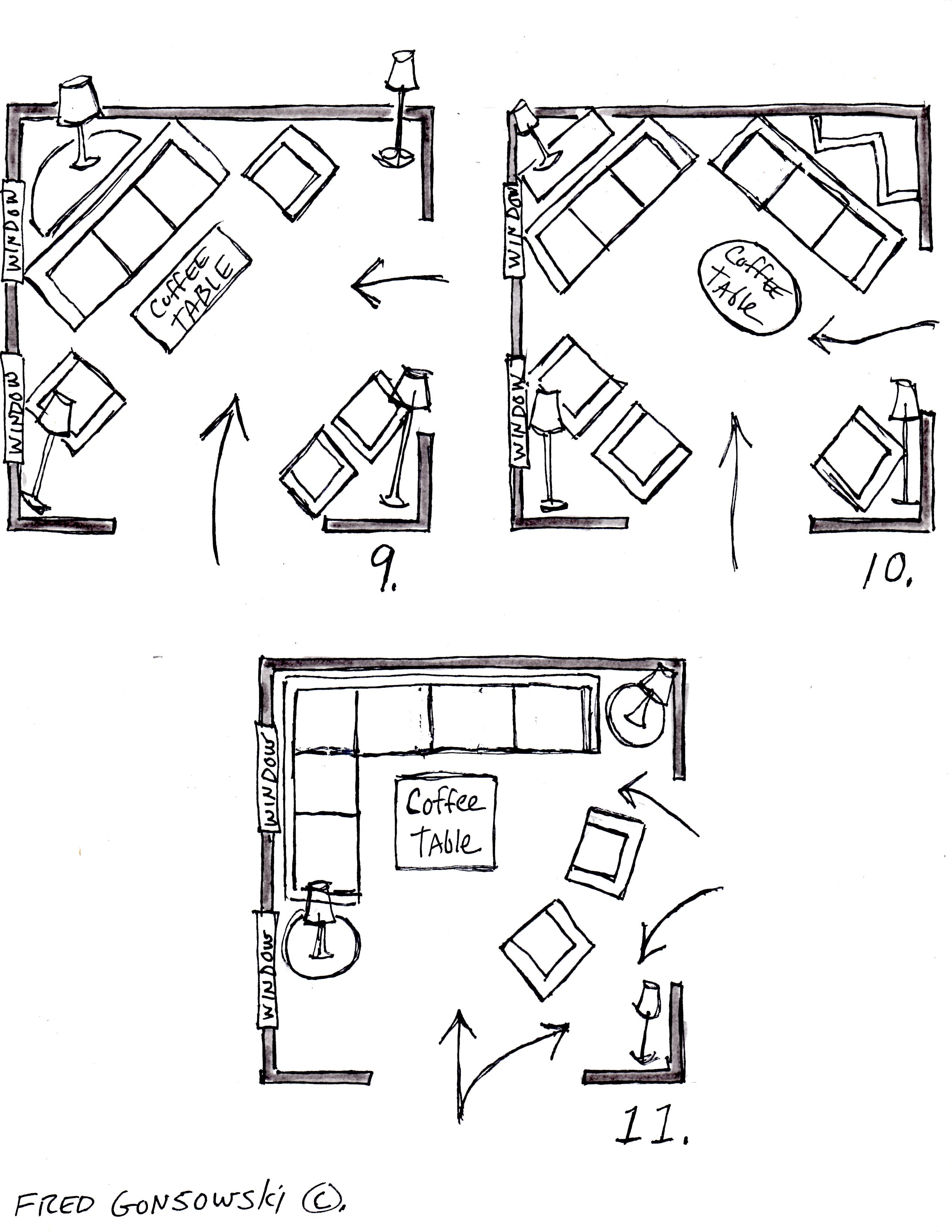 2550x3300 It's Easy To Arrange Furniture In A Square Living Room, Some Ideas