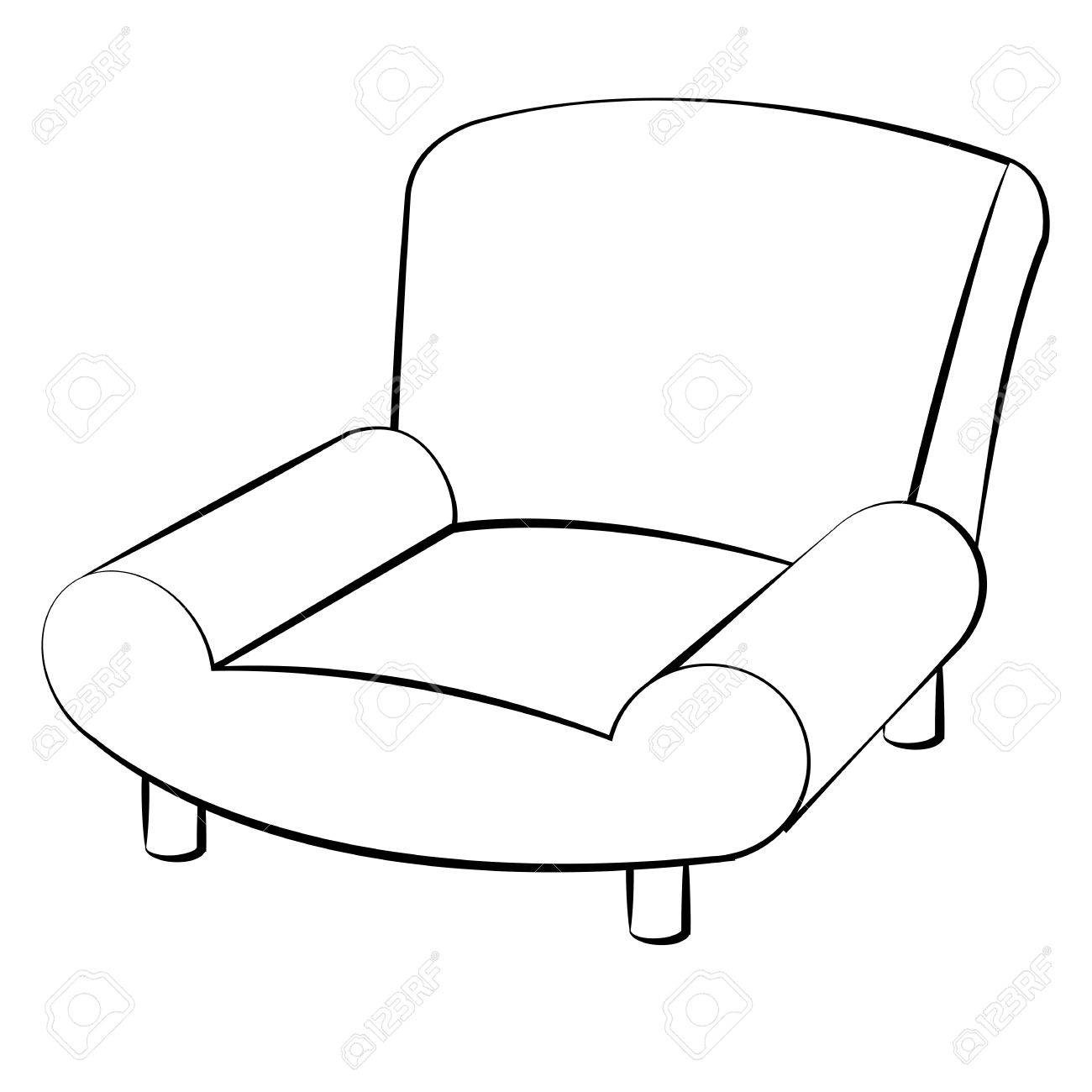 1300x1300 Sofa. Freehand Drawing. Icon Black And White Vector Illustration