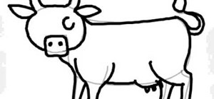 300x140 How To Draw A Simple Cow (Vaca) Drawing Amp Illustration