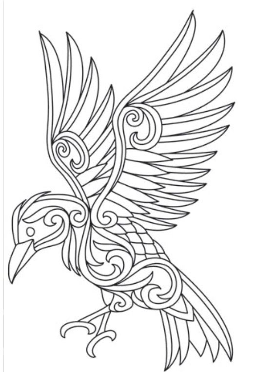 523x763 Viking Style Line Art Raven Wings