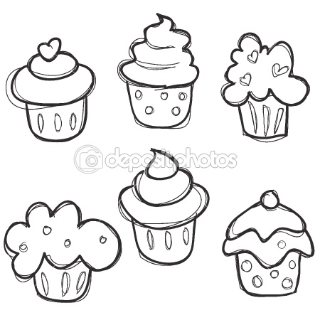 450x450 Hand Drawn Cupcake Set Stock Photo Kallai Karola