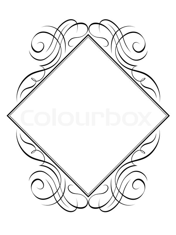 600x800 Vector Calligraphy Frame Rhomb Diamond Pattern Stock Vector