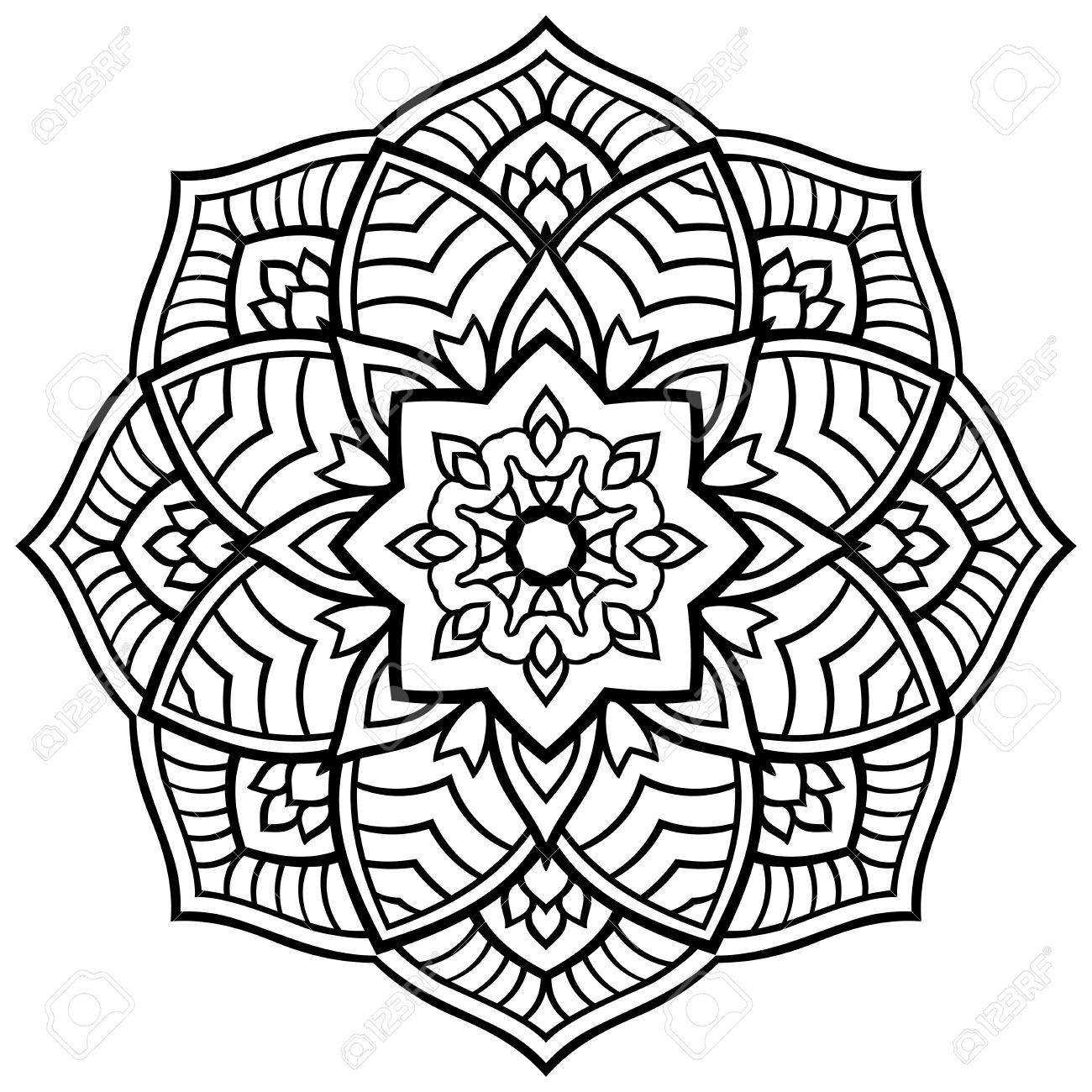 1300x1300 Vector Simple Mandala On A White Background. Oriental Ornament