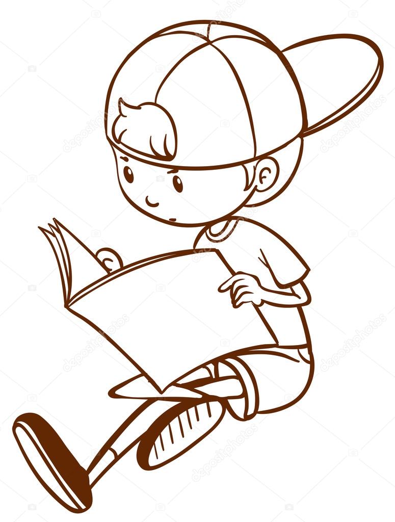 775x1024 A Simple Sketch Of A Boy Reading Stock Vector Blueringmedia