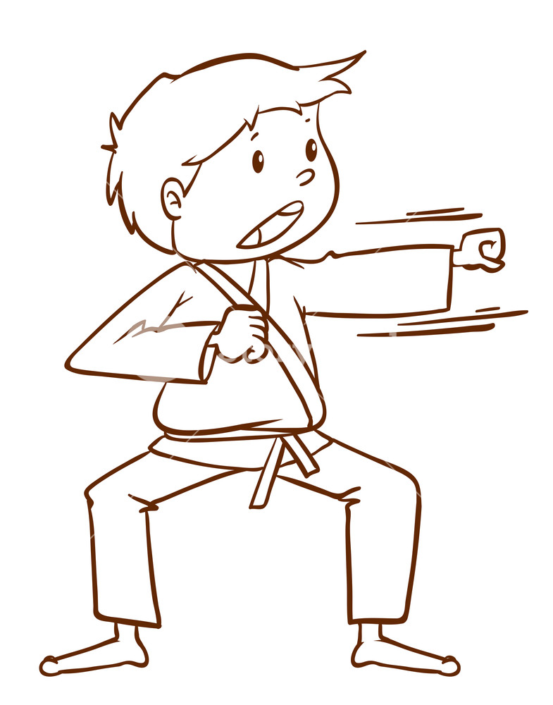 785x1000 Illustration Of Simple Sketch Of Boy Doing Martialrts On