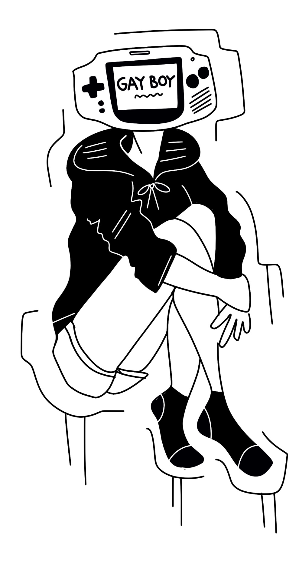 989x1920 Drawing Art Black And White Person Gay Floating Line Reblog Hoodie