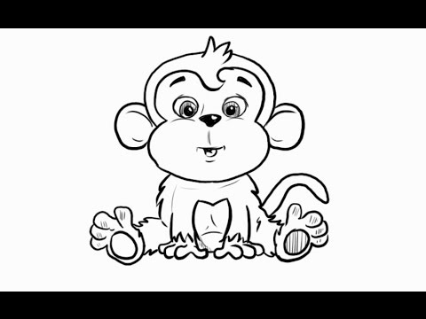 480x360 How To Draw A Cartoon Monkey For Kids Step By Step Yzarts