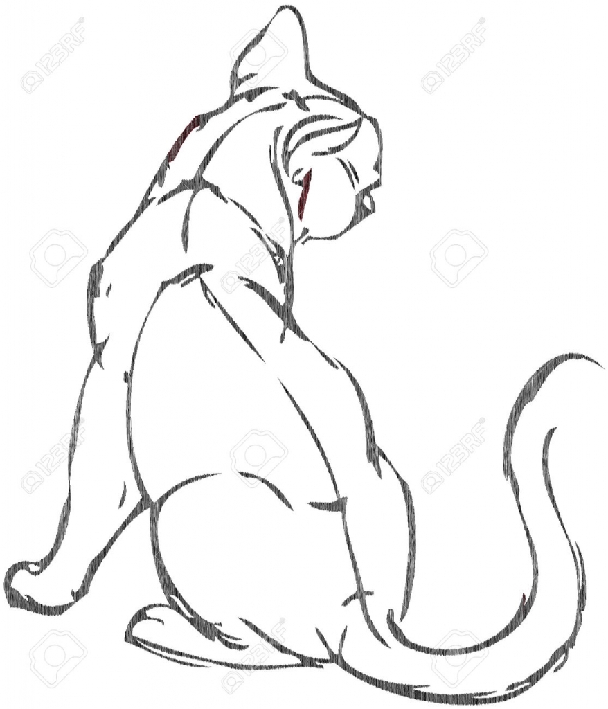 878x1024 Simple Cat Drawing Simple Drawing Of A Cat With Vector Effect