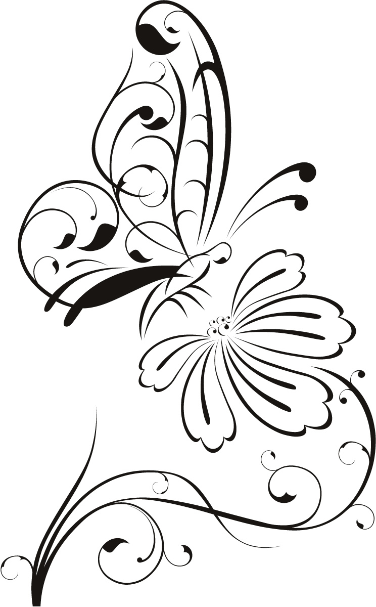 744x1200 Simple Drawing Of Flowers And Butterflies