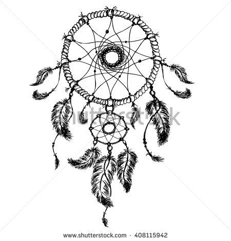450x470 Dream Catcher Isolated On White Background, Hand Drawn Vector