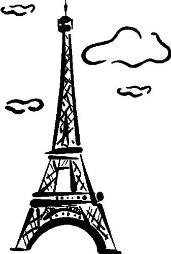 337x500 Eiffel Tower Wall Art Stickers Decals Graphics, Black
