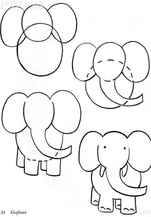 490x703 How To Draw A Simple Elephant How To Draw Drawings