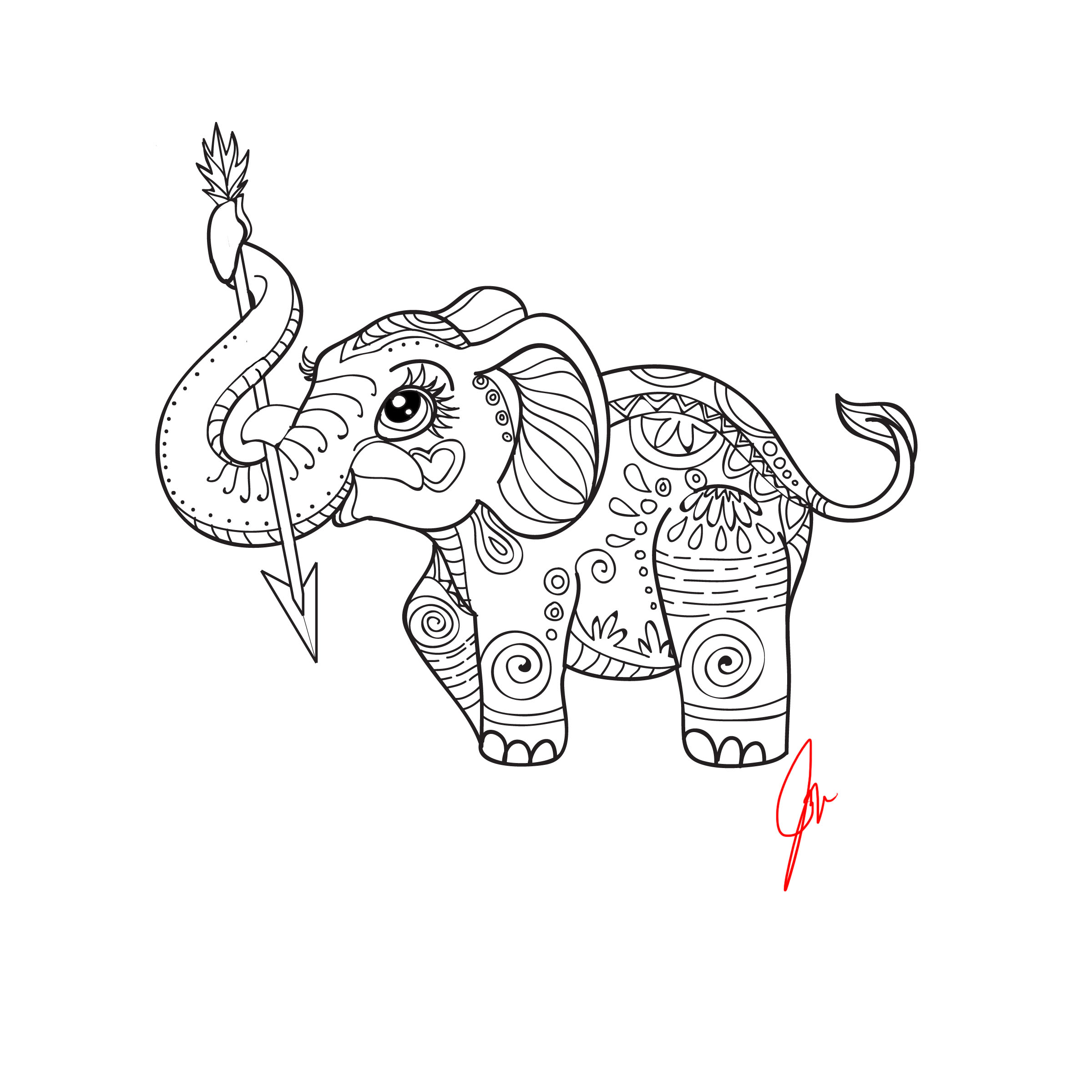 2400x2400 Simple Elephant Adult Coloring Book Elephant Adult Coloring Book