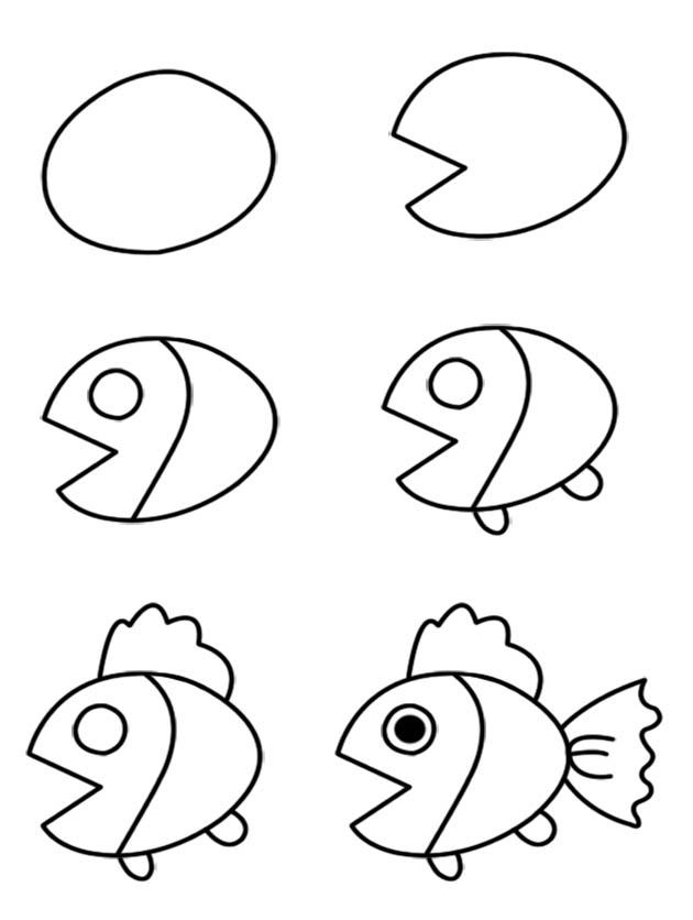 630x836 Simple Fish Drawing For Kids