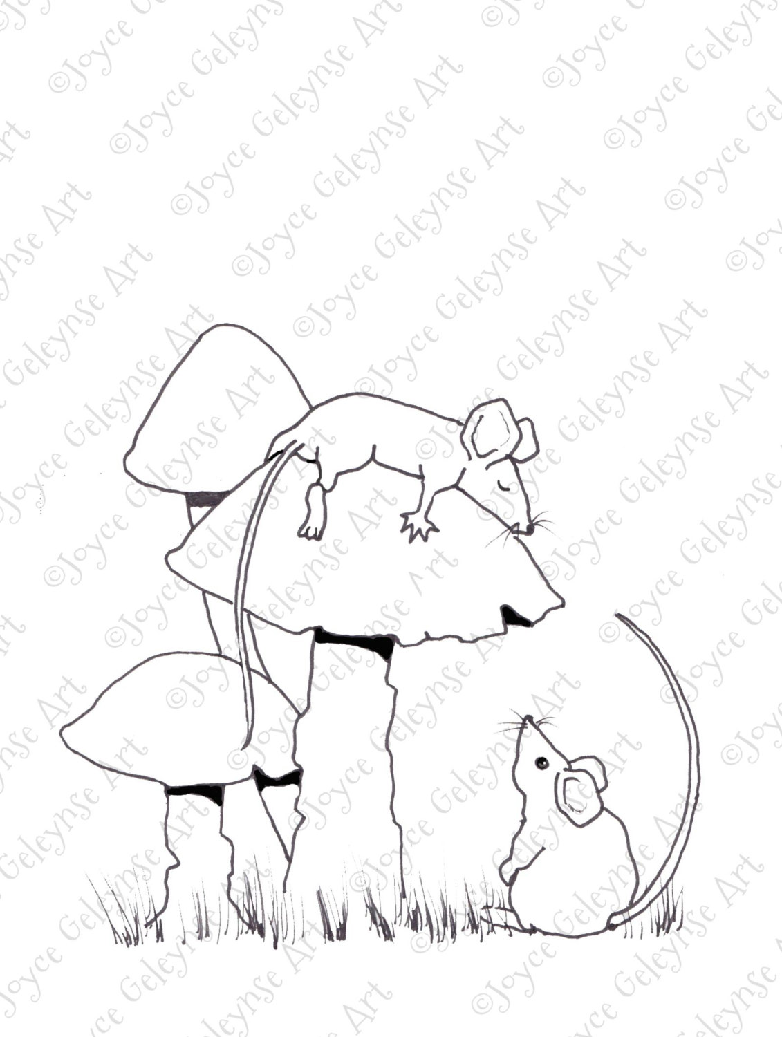 1131x1500 Sleeping Mouse Coloring For Adults Mice On Toadstools